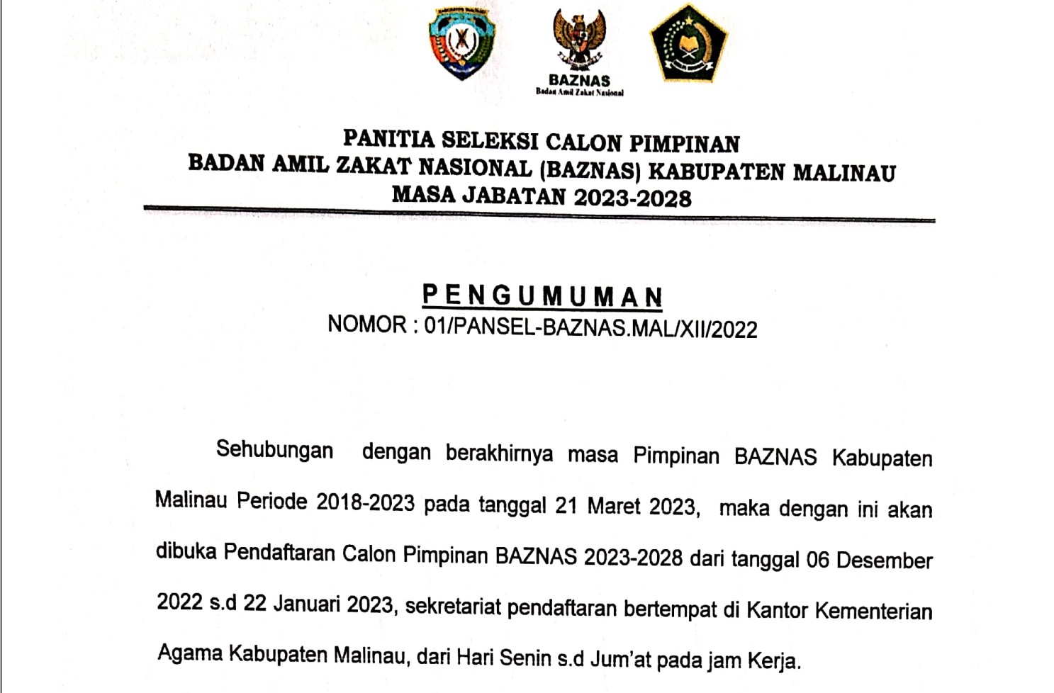 pengumuman-pendaftaran-calon-pimipinan-baznas-malinau-periode-2023-2028
