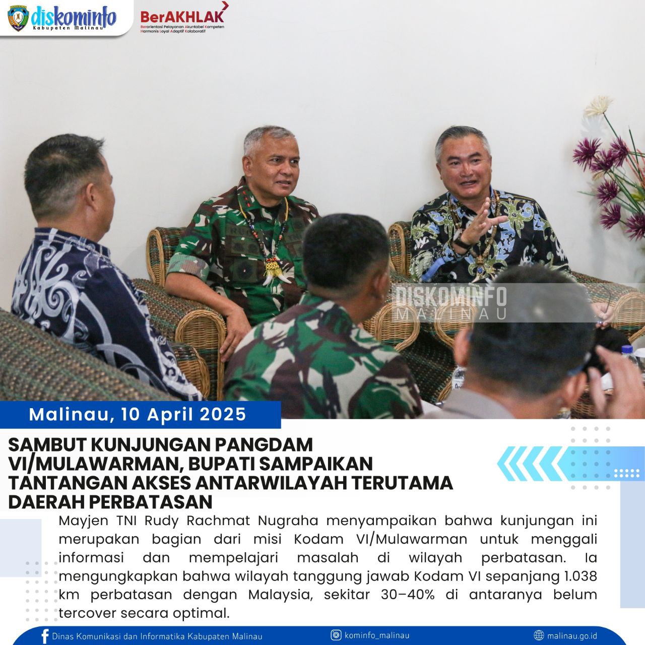 sambut-kunjungan-pangdam-vi-mulawarman--bupati-sampaikan-tantangan-akses-antarwilayah-terutama-daerah-perbatasan